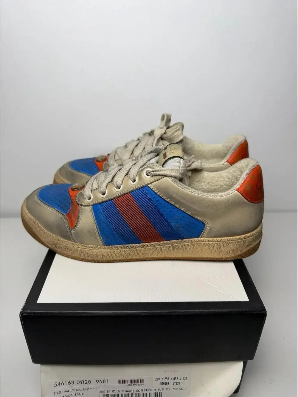 Gucci Screener Distressed Sneaker SZ 5.5 G Authentic